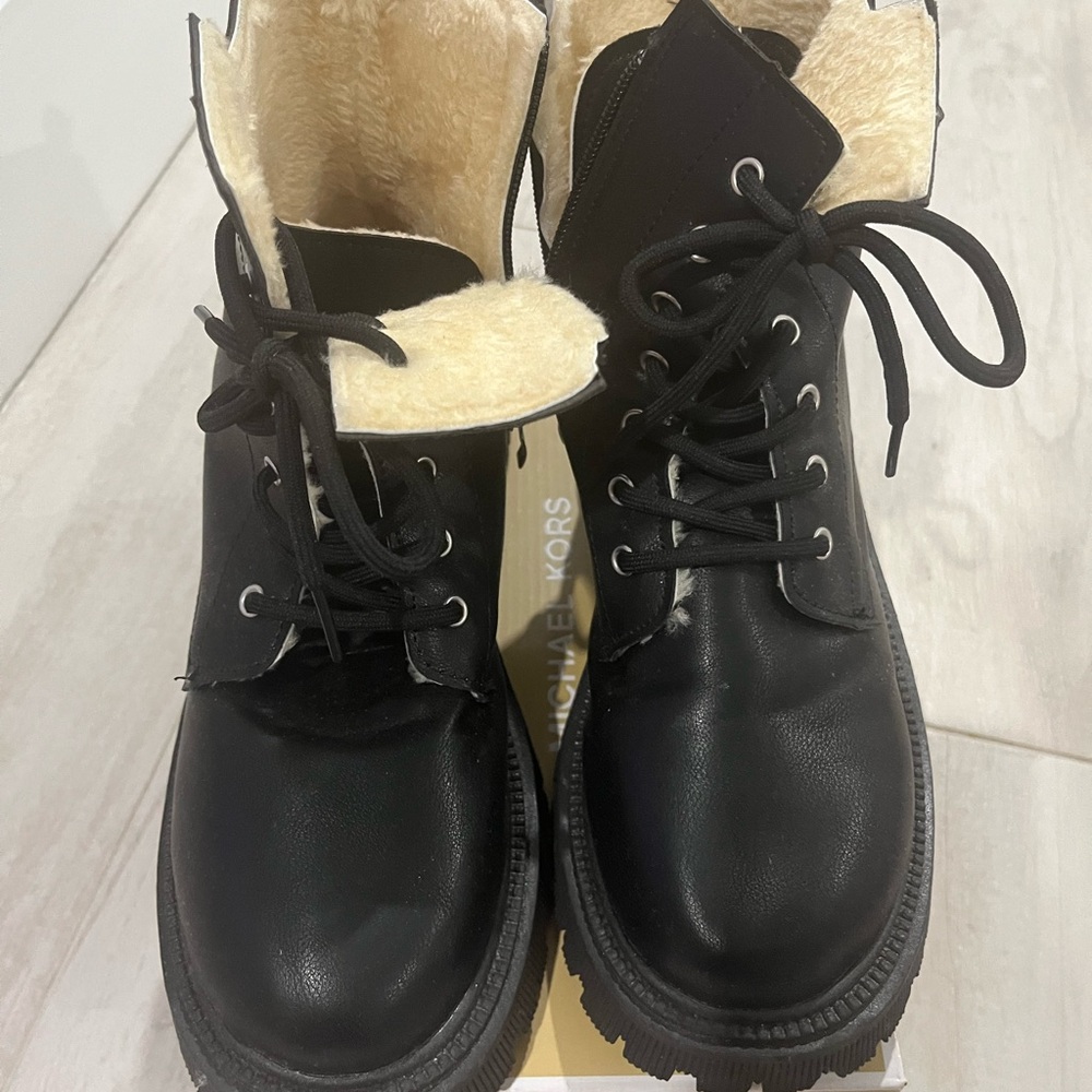 Black Lace Up Boots with Durable Rubber Soles